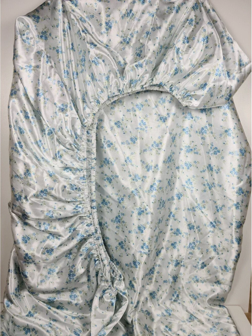Laura Ashley Queen Satin Sheet Set Blue Floral